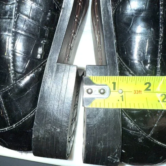 Roberto Chillini Mens Size 9.5 Black Ultra Faux Crocodile/Gator Embossed Oxfords - Picture 13 of 13
